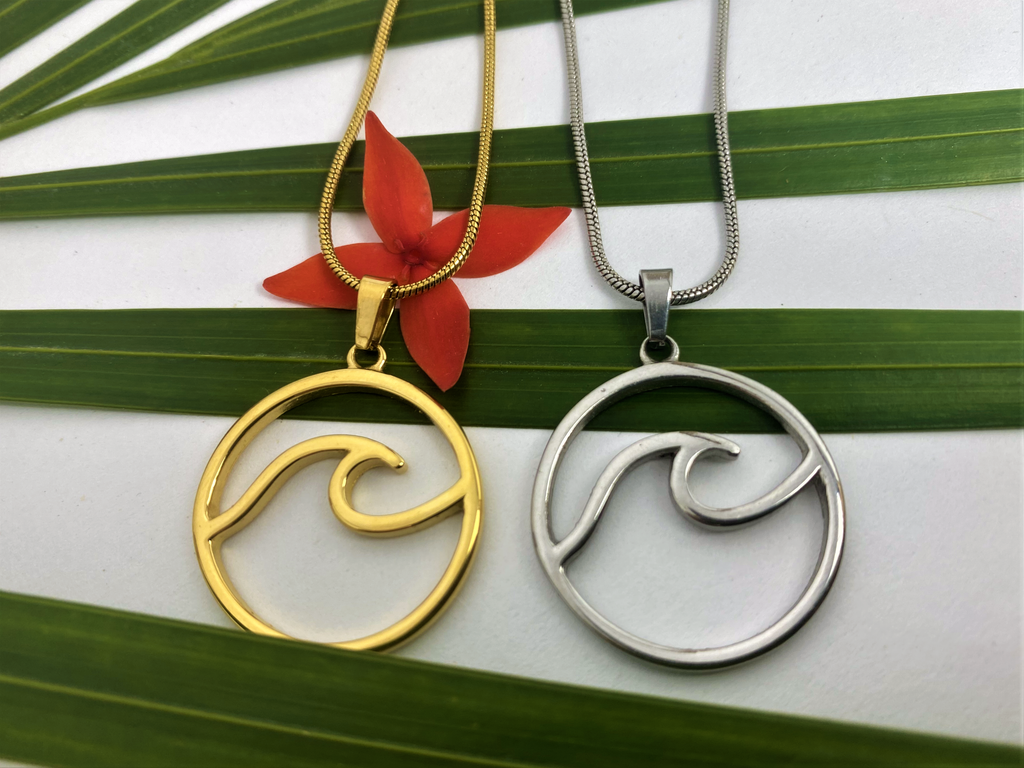 Gold and Silver Wave Necklaces