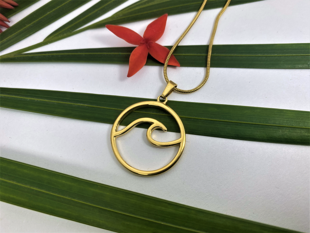 Stainless Steel Wave Necklace Gold